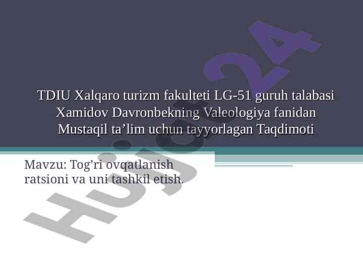 Sog'lom ovqatlanish ratsioni va tashkil etish