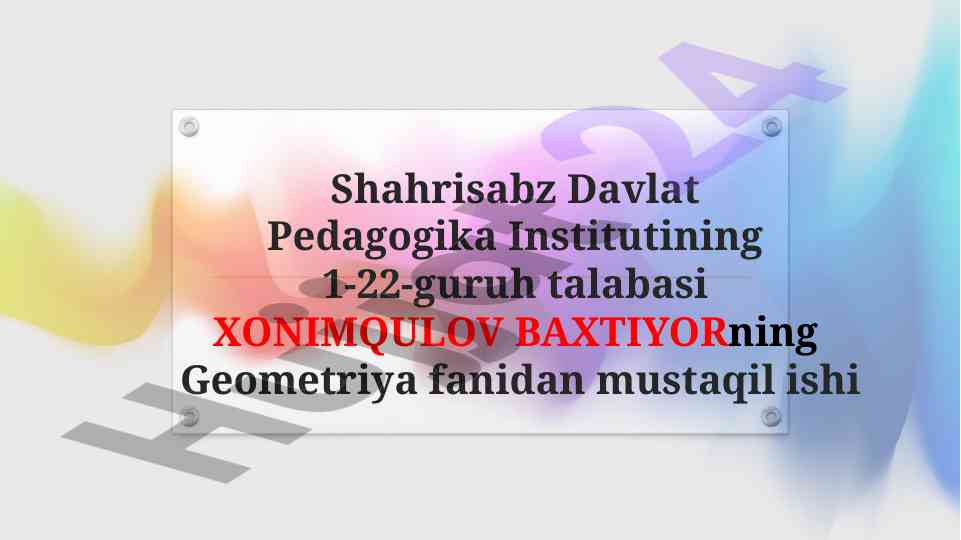 Vektor fazo va uning bazisi mavzusida mustaqil ish