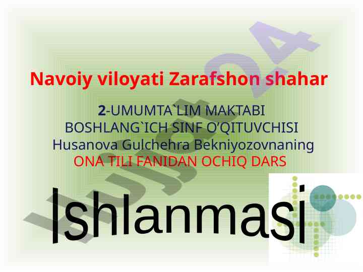 Ona Tili Dars Ishlanmasi: So'z Turkumlari Takrorlash