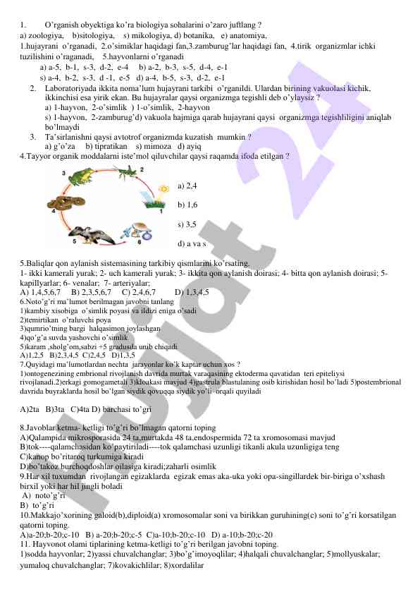 Biologiya obyektlarini o'rganish va laboratoriya ishlari