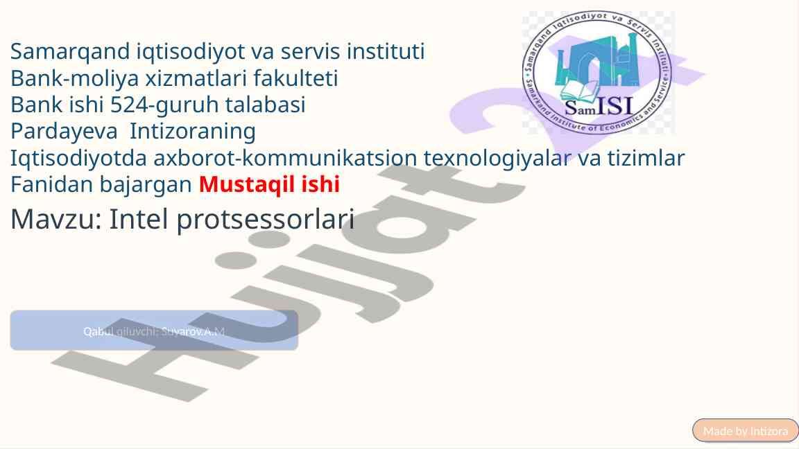 Intel protsessorlari tarixi va rivojlanishi
