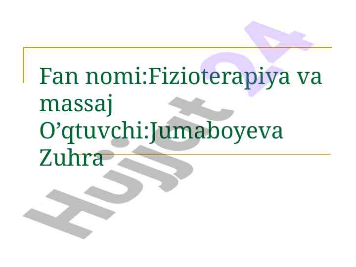 Fizioterapiya va massajda elektr terapiya usullari