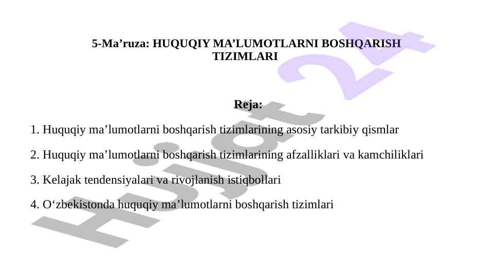 Huquqiy ma’lumotlarni boshqarish tizimlari