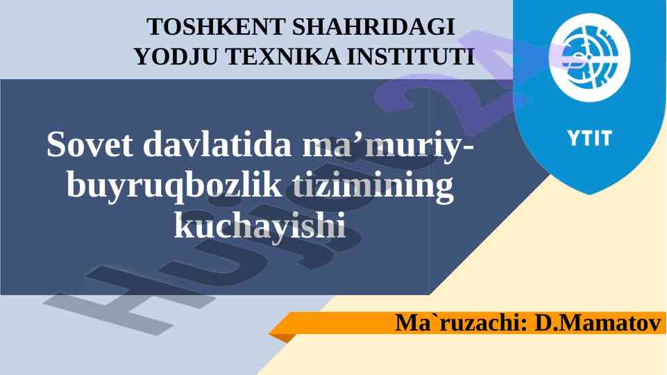 Sovet davlatida ma’muriy-buyruqbozlik tizimining kuchayishi