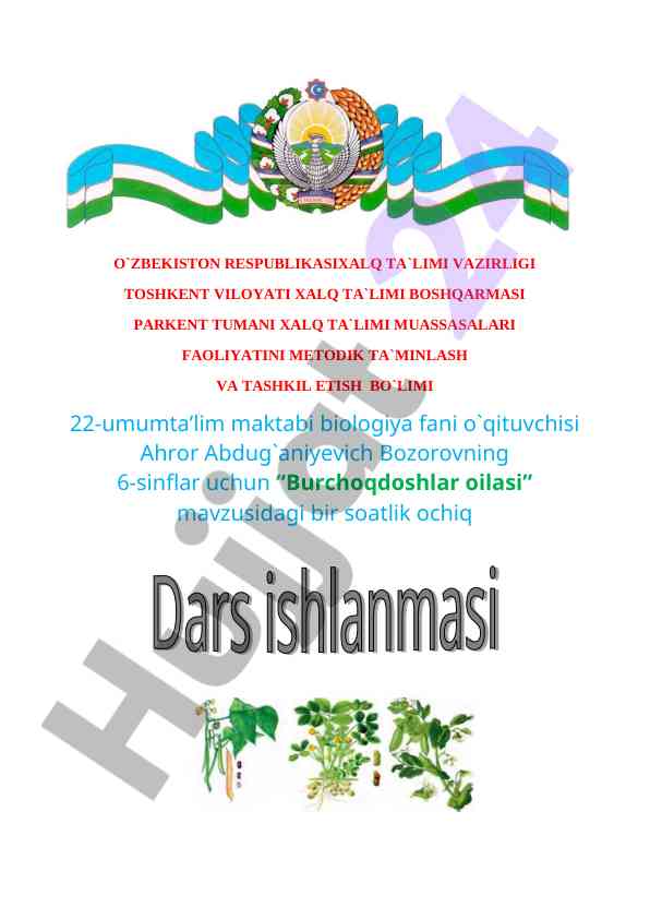 Burchoqdoshlar oilasi mavzusidagi dars ishlanmasi
