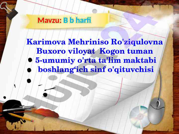 B harfi matematika darslarida intellektual mashg‘ulotlar