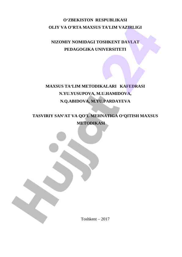 Tasviriy San'at Va Qo'l Mehnatiga O'qitish Metodikasi