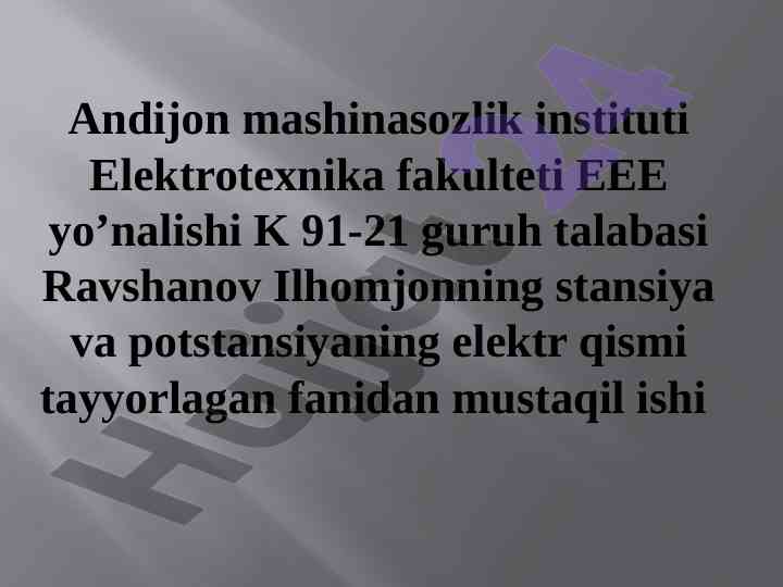 Generatorlarning maydonini avtomatik rostlash