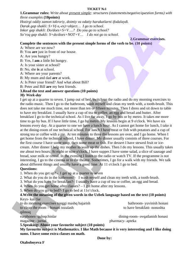 Present simple tense structures and examples