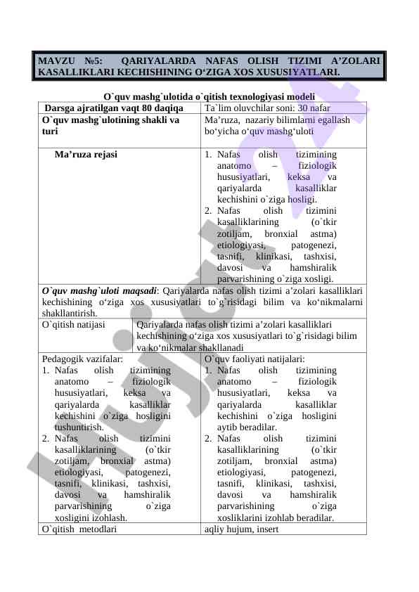 Qariyalarda nafas olish tizimi a'zolari kasalliklari