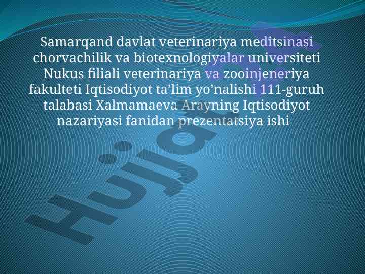 Iqtisodiyot nazariyasi: yalpi ichki mahsulot tahlili
