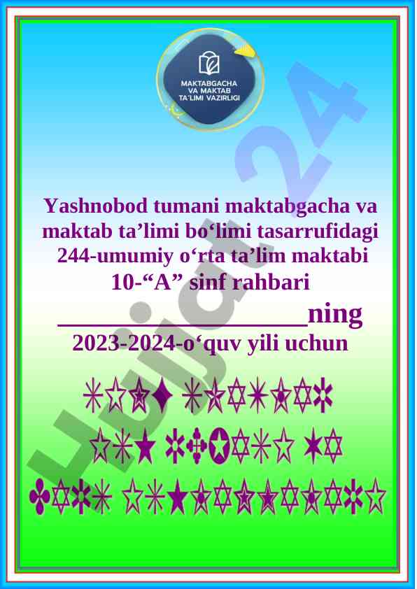 O‘quv yili uchun sinf soati mavzulari rejasi