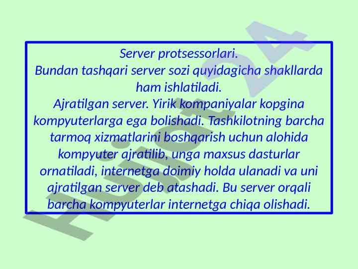 Server protsessorlari va ularni ishlatish usullari