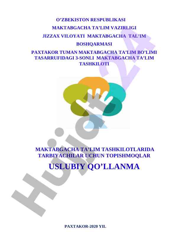 Maktabgacha ta’lim tashkilotlarida o’yinlar uslubi