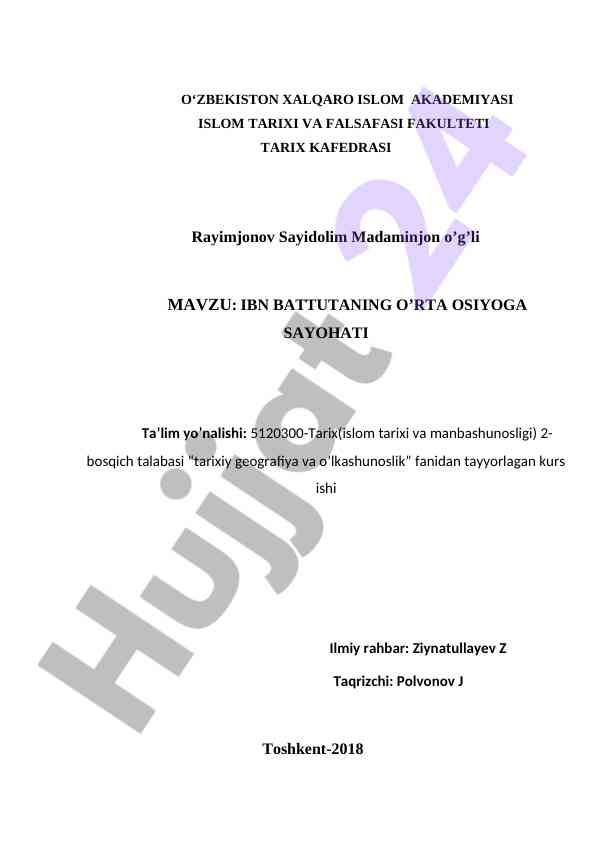 Ibn battutaning ortasiya sayohati tahlili
