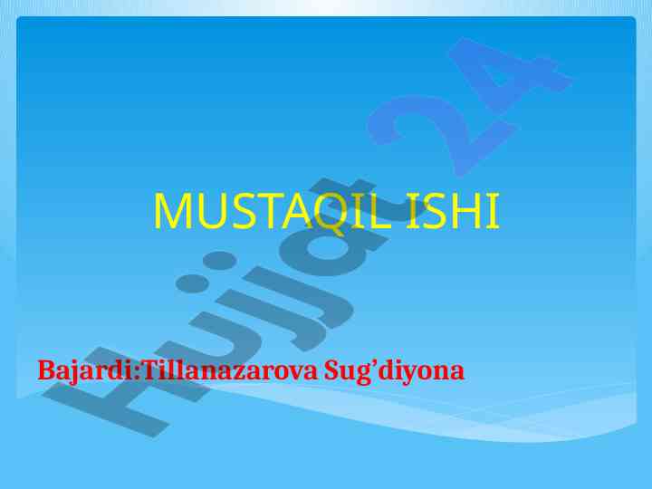 Tuproq gigiyenasini baholash bo‘yicha mustaqil ish