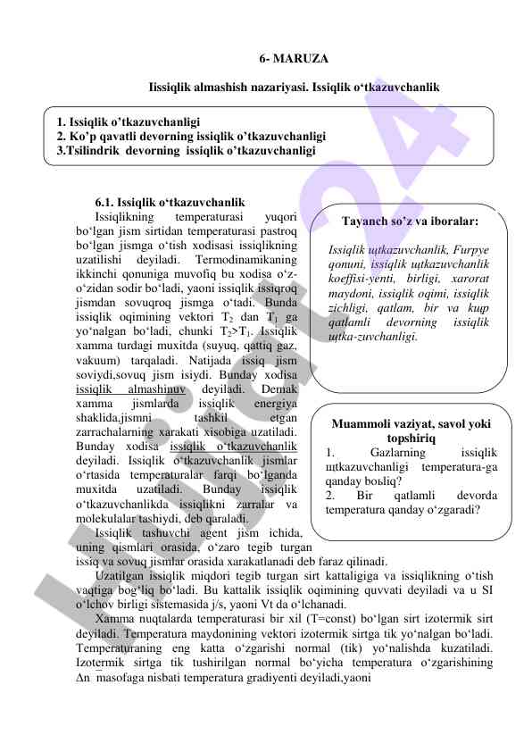 Issiqlik o‘tkazuvchanlik nazariyasi