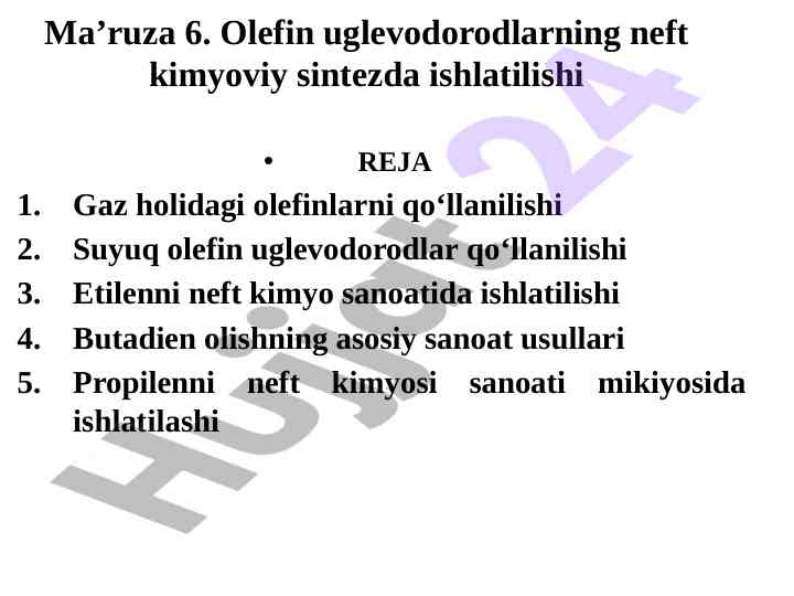 Olefin uglevodorodlarning neft kimyoviy sintezda ishlatilishi