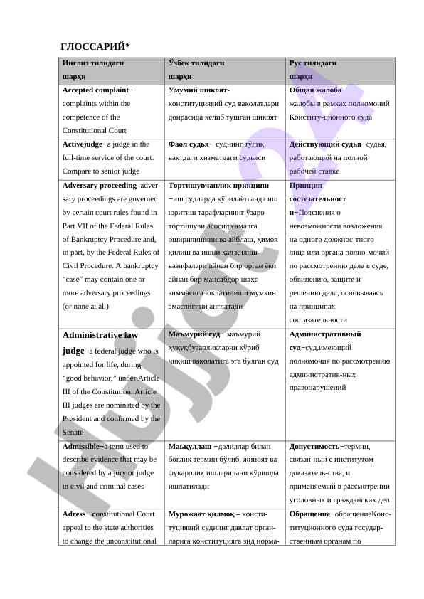 Glossary of legal terms in us and uzbekistan law