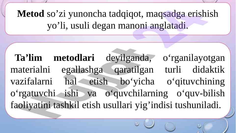 Ta’lim metodlari va pedagogik texnologiyalar
