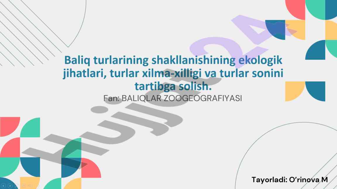 Baliq turlarining ekologiyasi va xilma-xilligi