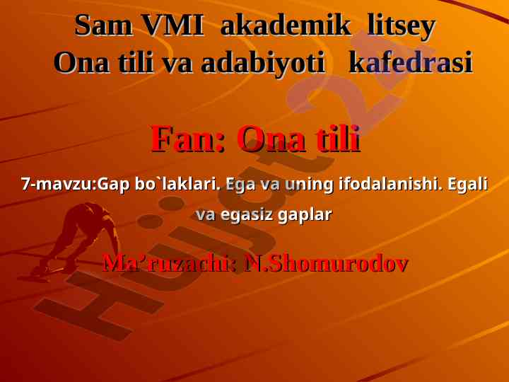 Ona tili bo`laklari ma'ruzasi