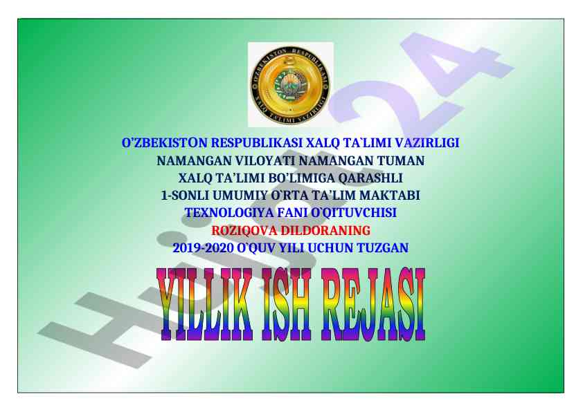 5-sinflar uchun texnologiya fanidan mavzu rejasi