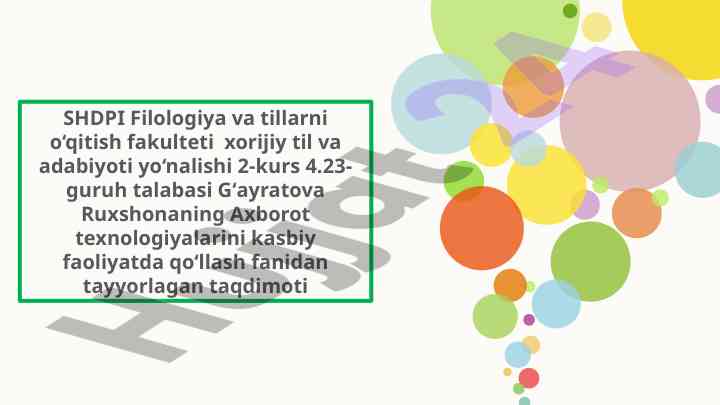 Axborot texnologiyalari va ta'lim vositalari