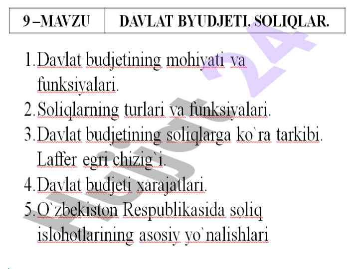 Davlat byudjeti va iqtisodiy funksiyalar