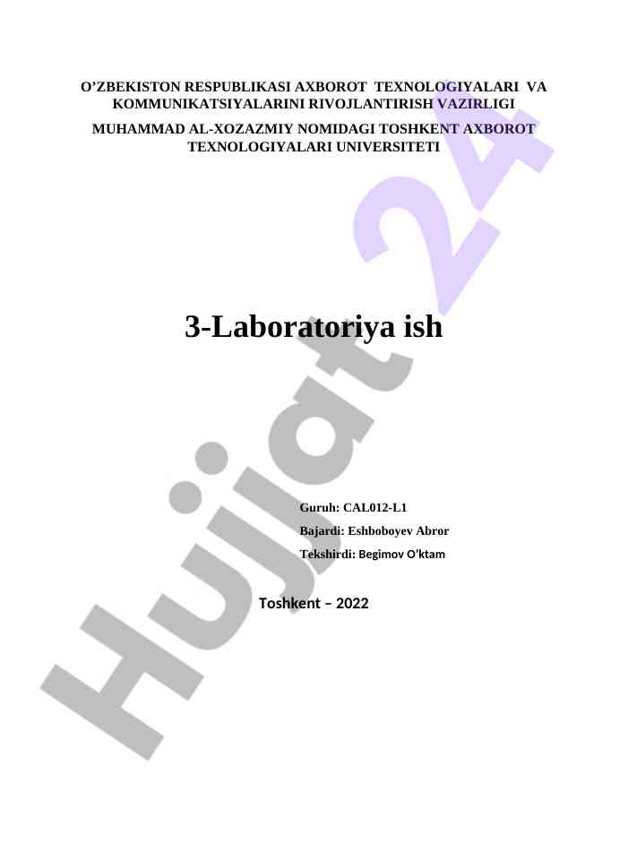 Axborot texnologiyalari laboratoriya ishlari