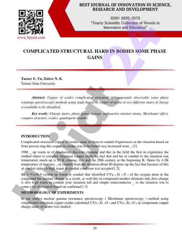 Kompleks strukturali oksidlarning faza yutug‘i