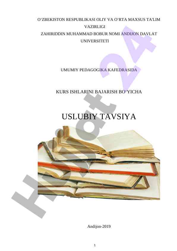 Kurs islarining o‘quv usuliy tavsiyalari
