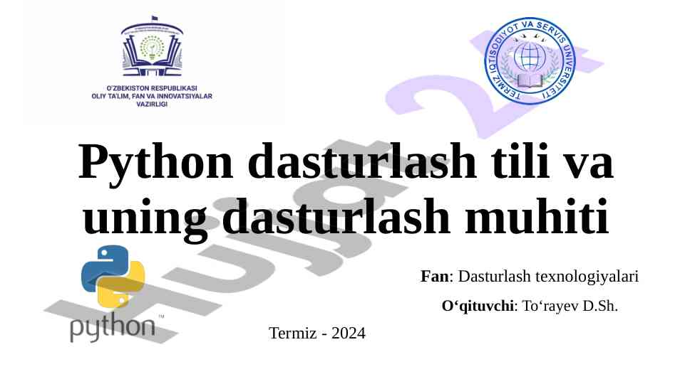 Python dasturlash tili va muhiti