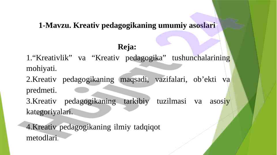 Kreativ pedagogikaning umumiy asoslari