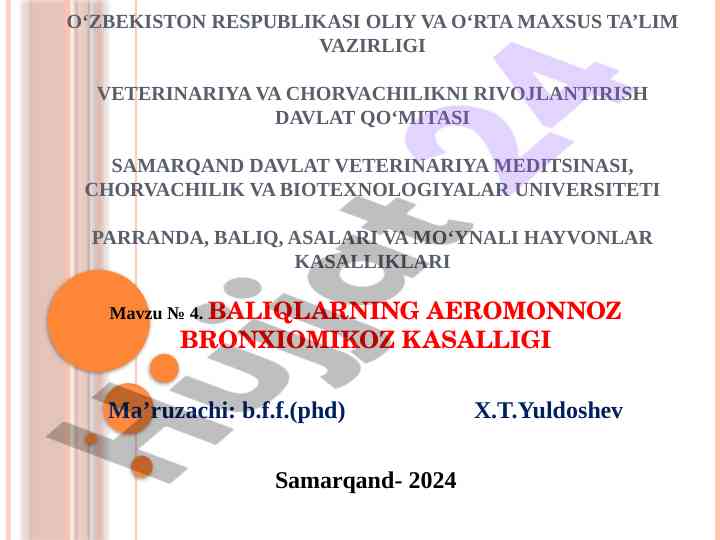 Baliqlarning aeromonnoz bronxiomikoz kasalligi