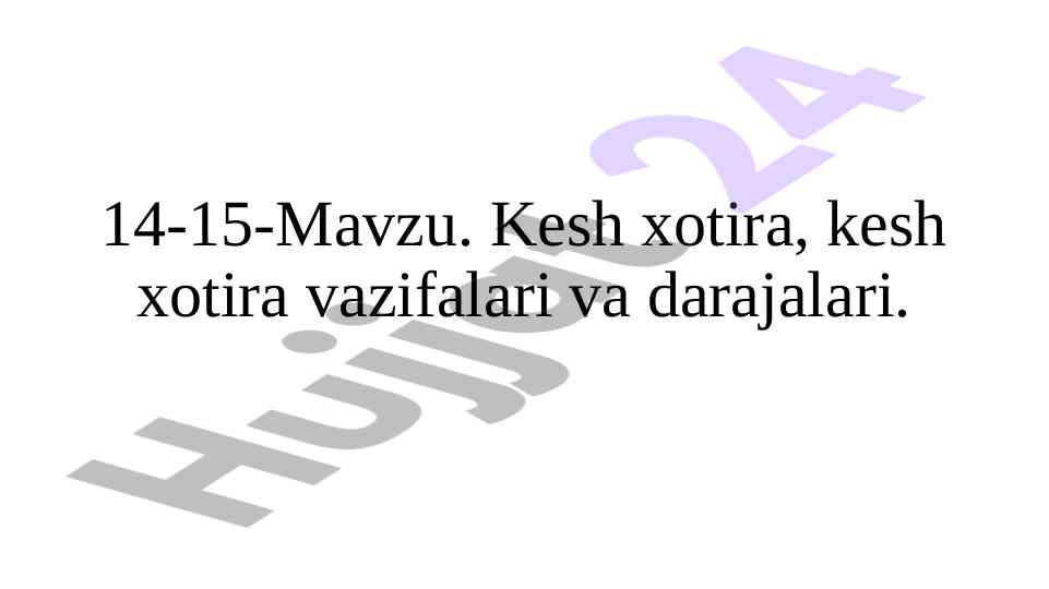 Kesh xotira va darajalari haqida ma'lumotlar