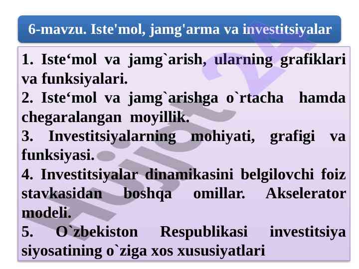 Iste‘mol va jamg‘arish: grafiklar va funksiyalar
