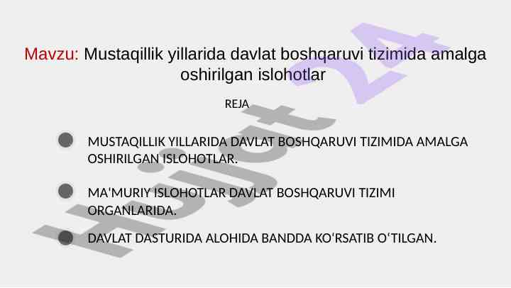 Mustaqillik Yillarida Davlat Boshqaruvi Islohotlari