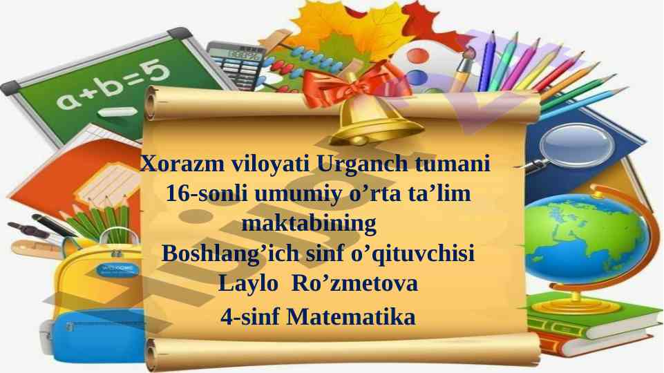 Ko‘p xonali sonlarni ayirish dars ishlanmasi