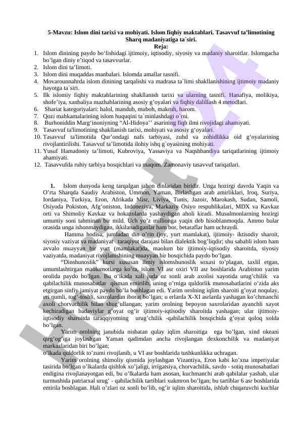 Islom dini tarixi va mohiyati: fiqhiy maktablari