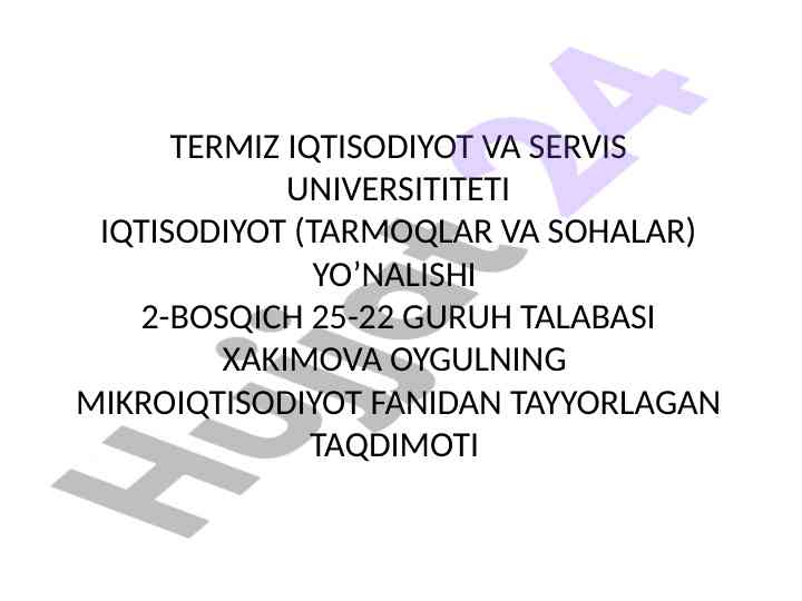 Mikroiqtisodiyot bozor muvozanati taqdimoti