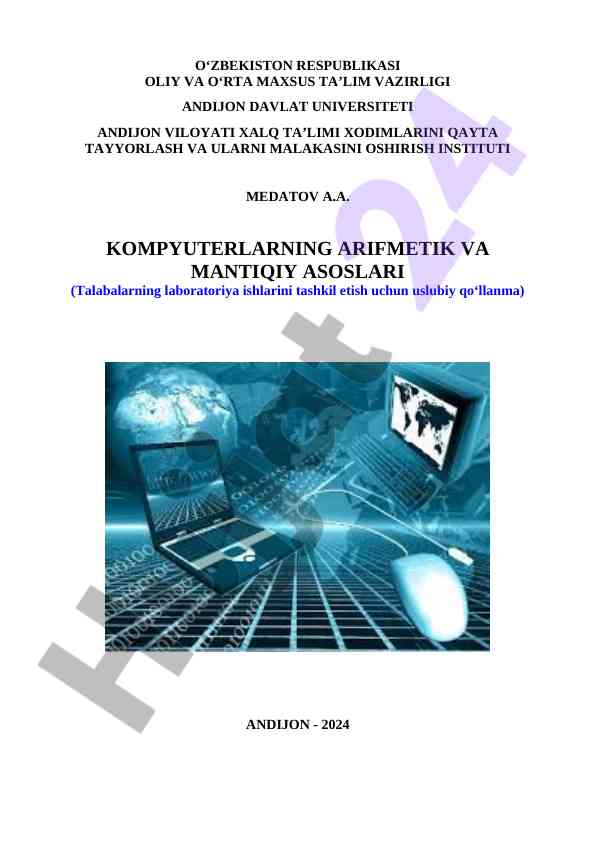 Kompyutеrlarning arifmеtik va mantiqiy asoslari