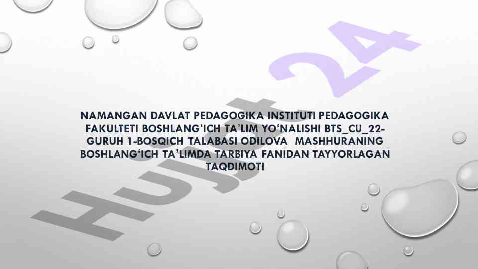 Bosh langʻich taʼlimda tarbiya fanidan taqdimot