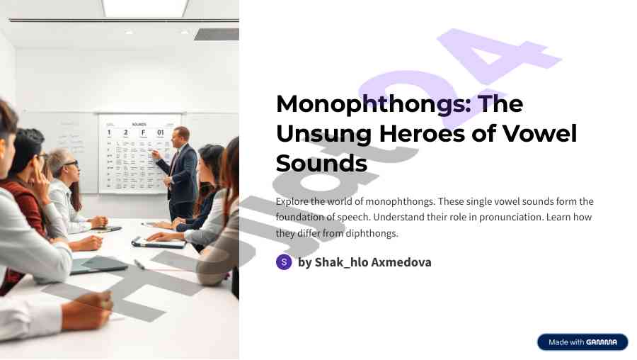 Monophthongs in vowel sound articulation