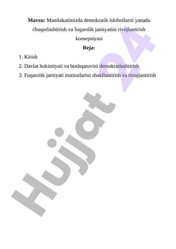 Demokratik islohotlar va fuqarolik jamiyati rivoji