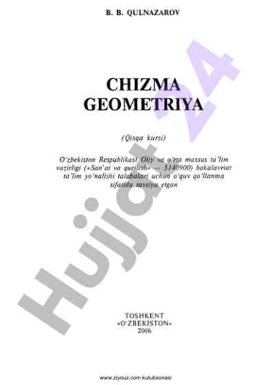 Chizma geometriya o‘quv qo‘llanmasi talabalar uchun