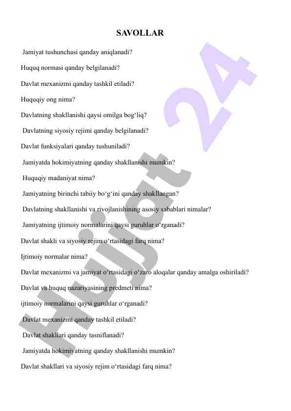 Davlat mexanizmi va jamiyat tushunchalari