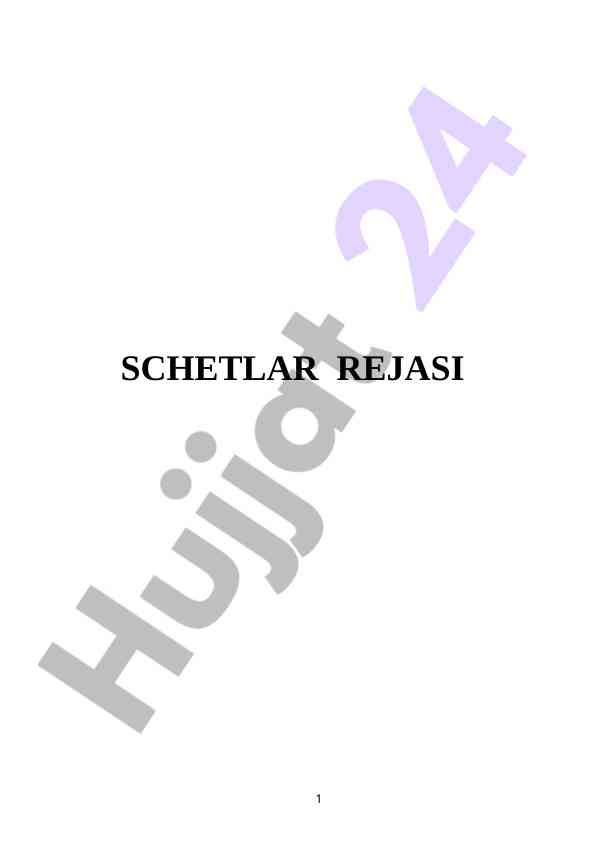 Schetlar rejasi va buxgalteriya hisobi faoliyati