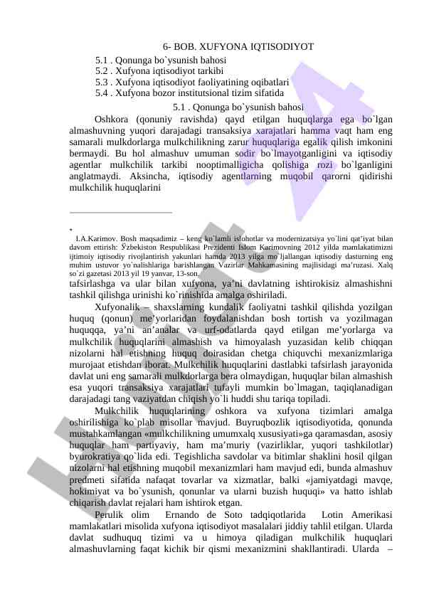 Xufyona iqtisodiyotning institsional tizimi