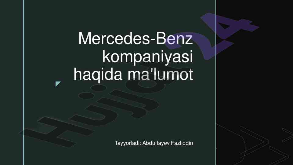 Mercedes-benz tarixi va marketingi tahlili